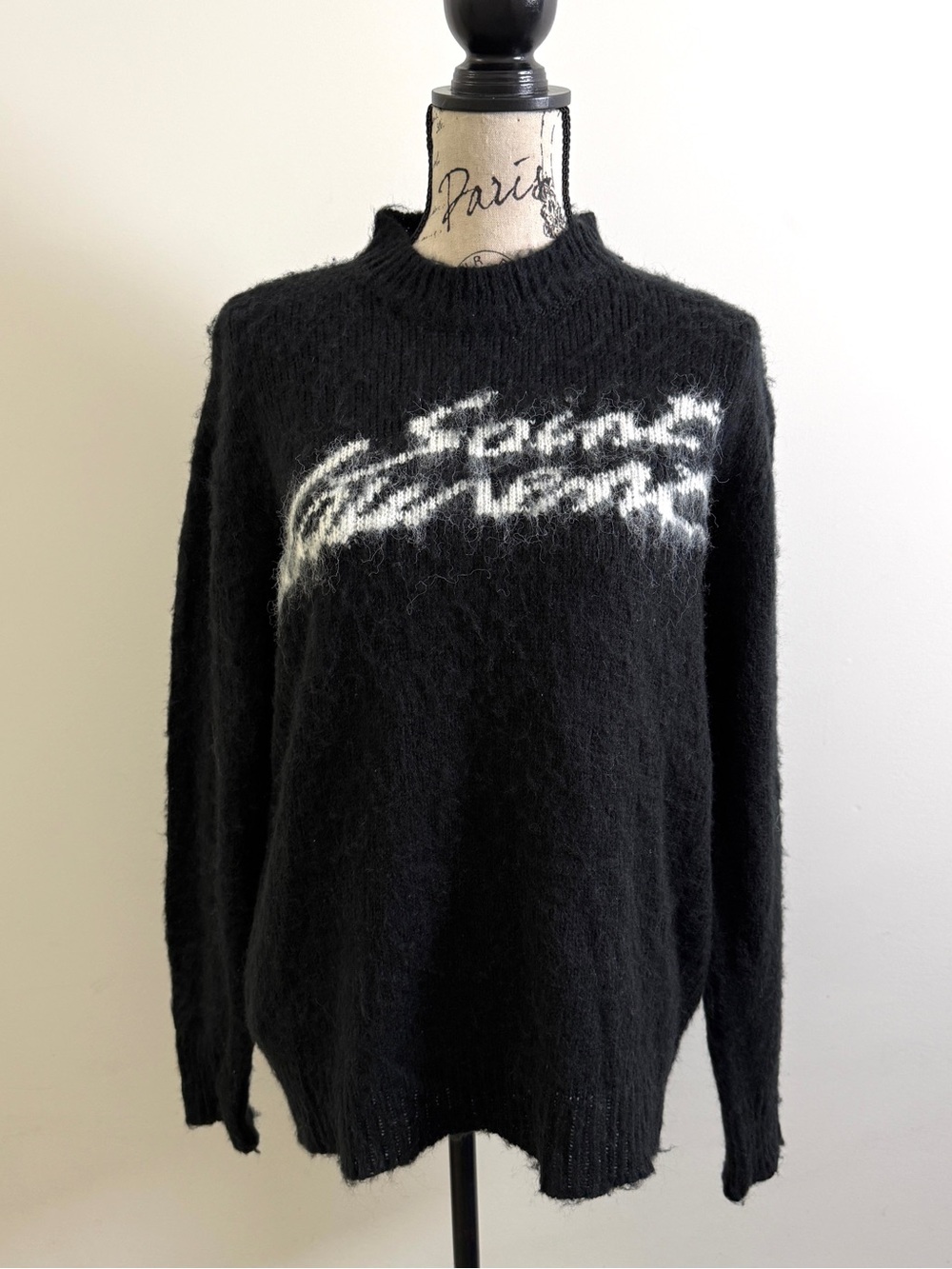 Black Mohair-Blend Logo Sweater Large Fashion luxury inspired design relax soft